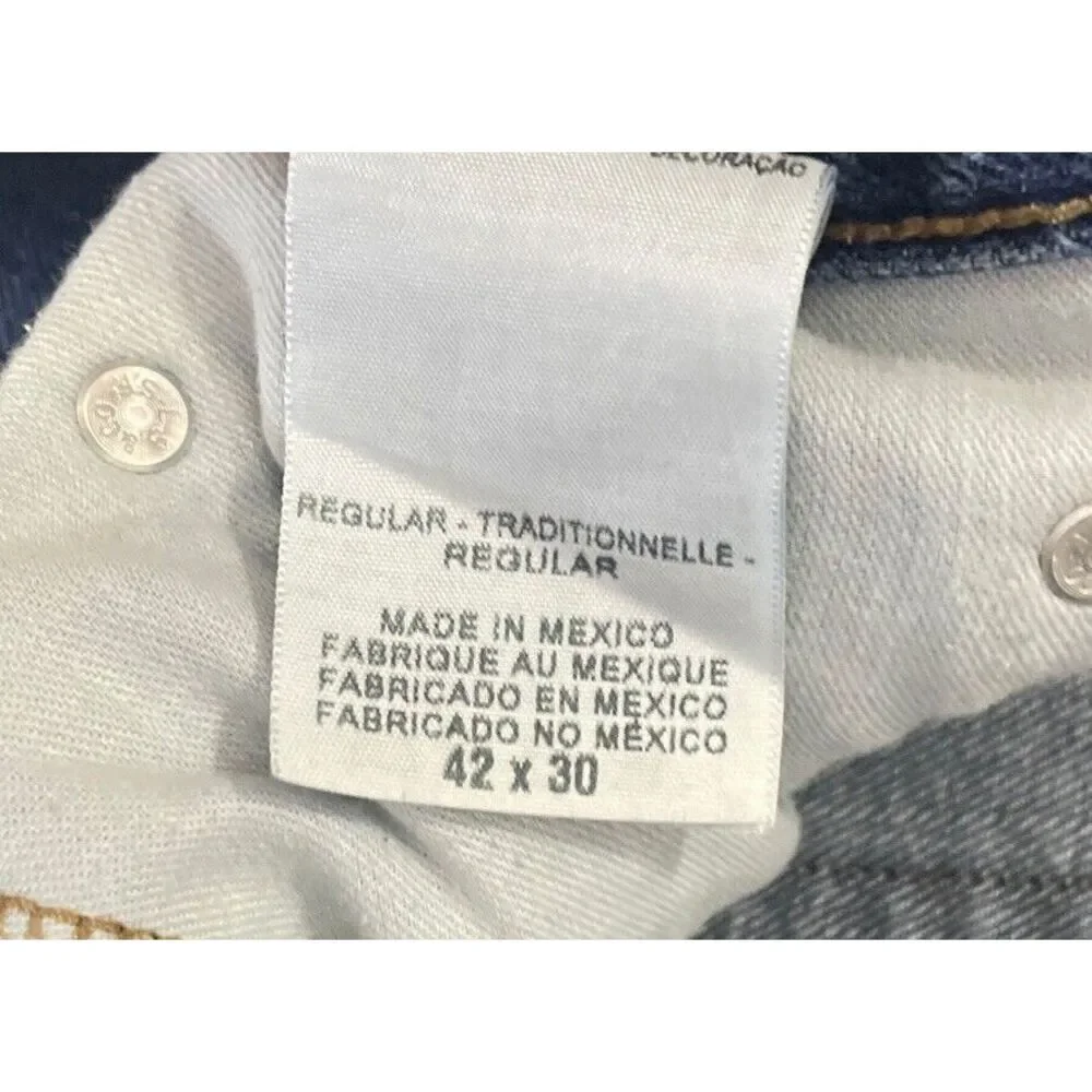 Levi✨Strauss Signature Mens Regular Fit Dark Blue Jeans 42x30 - Picture 4 of 5